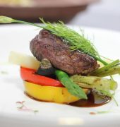 Lamb steak with grilled bell peppers, vegetables and dill on top by: Executive Chef Anurudh Khanna- Shangri La- Bangluru.