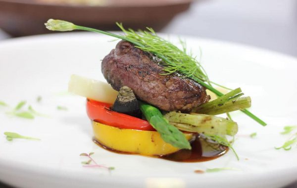 Lamb steak with grilled bell peppers, vegetables and dill on top by: Executive Chef Anurudh Khanna- Shangri La- Bangluru.