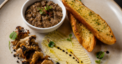 Gourmet mushroom dish with crostini