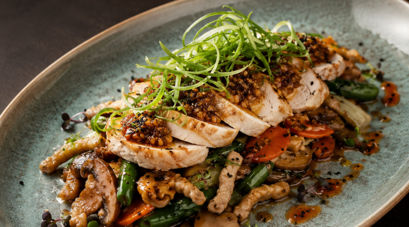 grilled chicken and vegetable stir fry